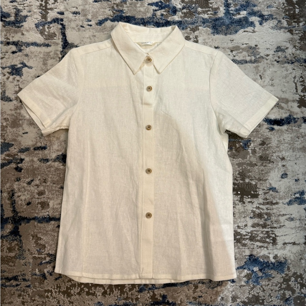 Cream Short-Sleeve Button Front Shirt